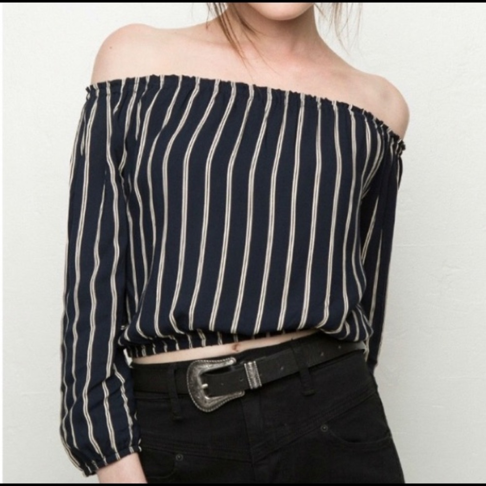 Brandy Melville Maura Off Shoulder Stripe Top